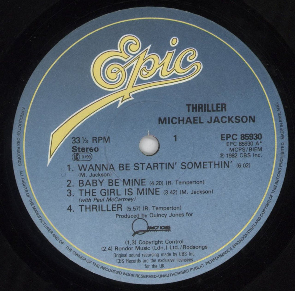 Michael Jackson Thriller - 1st - EX UK vinyl LP album (LP record) M-JLPTH197603