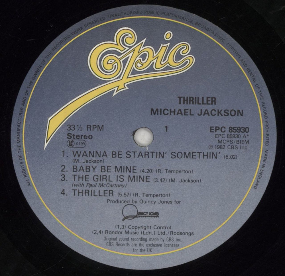 Michael Jackson Thriller - 2nd UK vinyl LP album (LP record) M-JLPTH764176