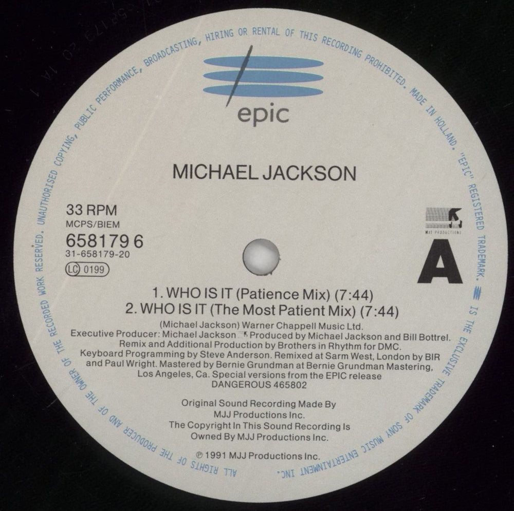 Michael Jackson Who Is It UK 12" vinyl single (12 inch record / Maxi-single) M-J12WH97798