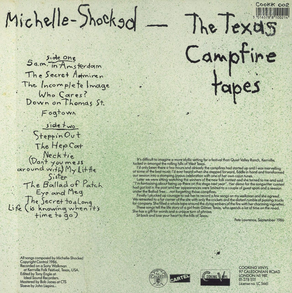 Michelle Shocked The Texas Campfire Tapes - Shrink UK vinyl LP album (LP record) 5016578100214