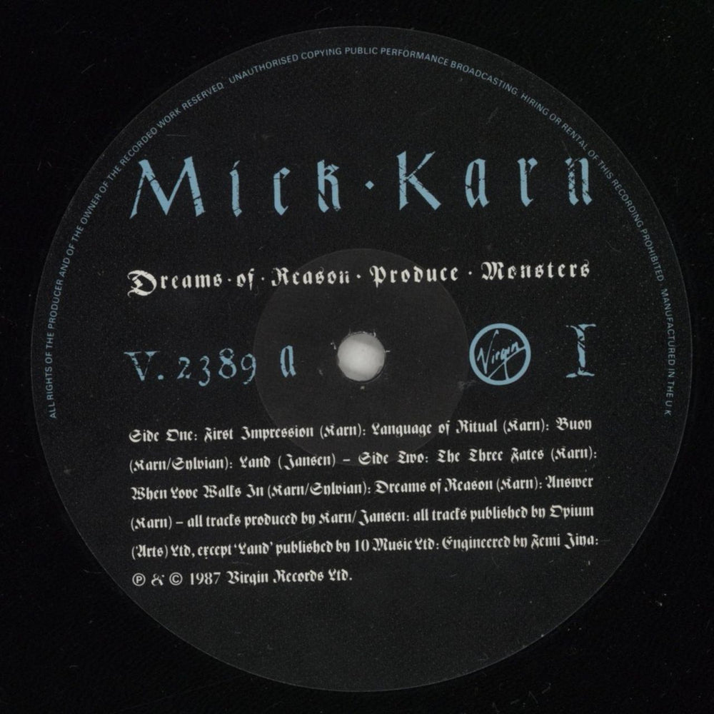 Mick Karn Dreams Of Reason Produce Monsters UK vinyl LP album (LP record) M-KLPDR111175