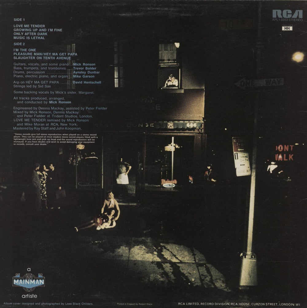 Mick Ronson Slaughter On 10th Avenue UK vinyl LP album (LP record)