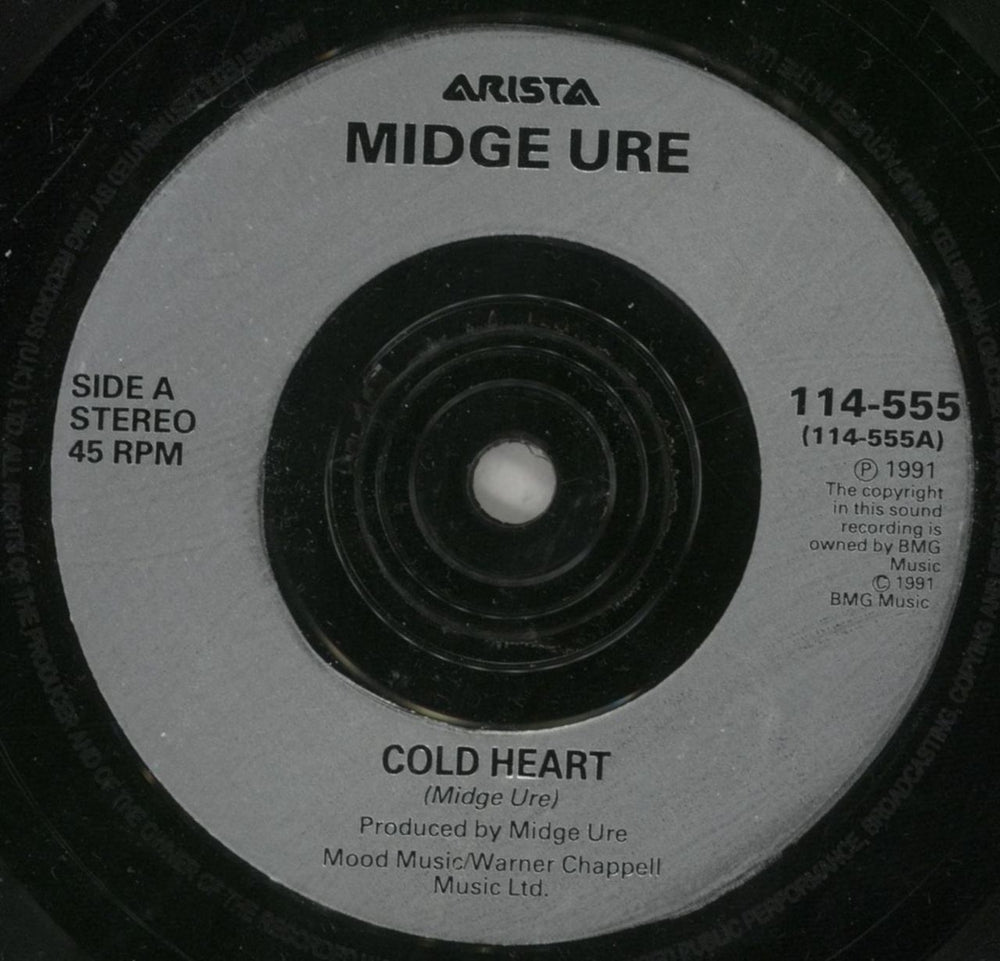 Midge Ure Cold Cold Heart UK 7" vinyl single (7 inch record / 45) URE07CO243161