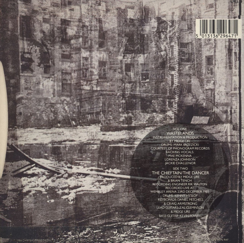 Midge Ure Wastelands - Clear Vinyl UK 7" vinyl single (7 inch record / 45) 5013136296471
