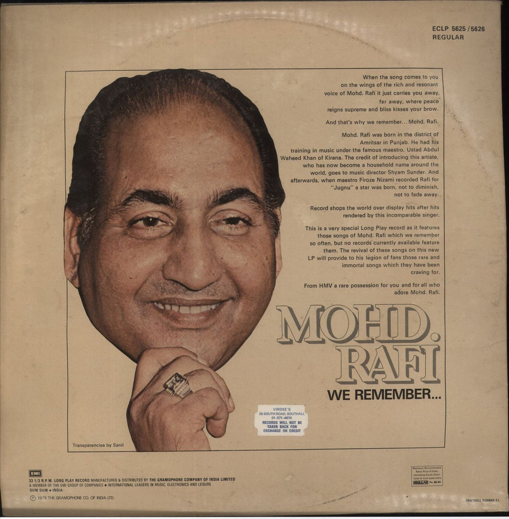 Mohammed Rafi We Remember... Indian 2-LP vinyl record set (Double LP Album)