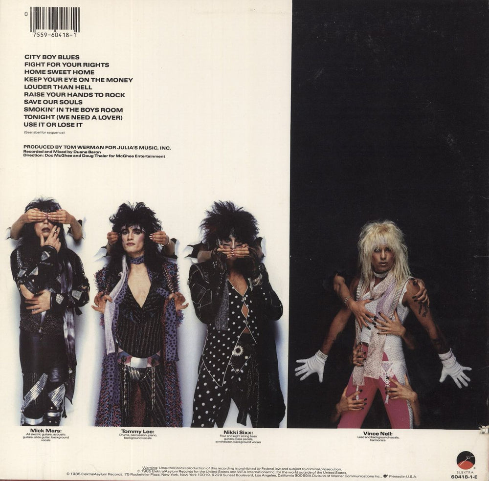 Motley Crue Theatre Of Pain + Merch Insert - VG US vinyl LP album (LP record) 075596041812