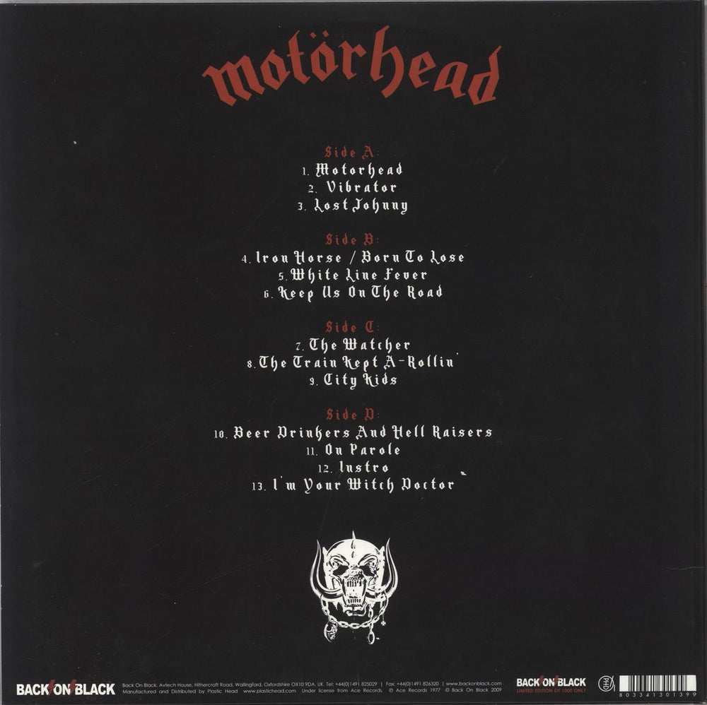 Motorhead Motorhead - 180gm Clear Vinyl UK 2-LP vinyl record set (Double LP Album) MOT2LMO496029