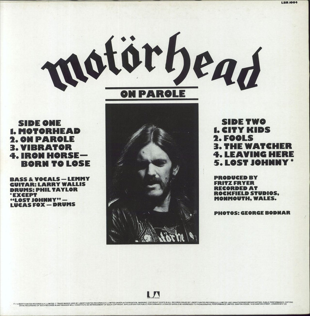 Motorhead On Parole UK vinyl LP album (LP record)