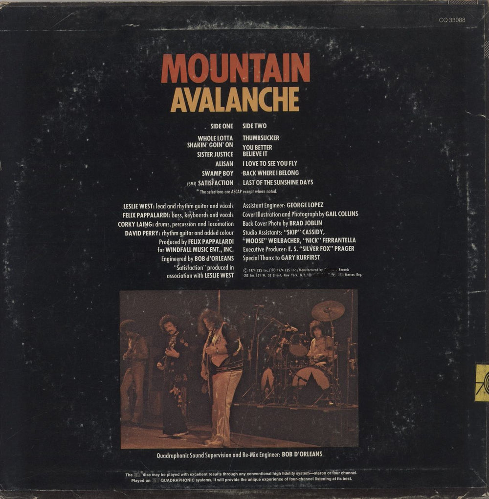 Mountain Avalanche - Quadraphonic - VG US vinyl LP album (LP record)