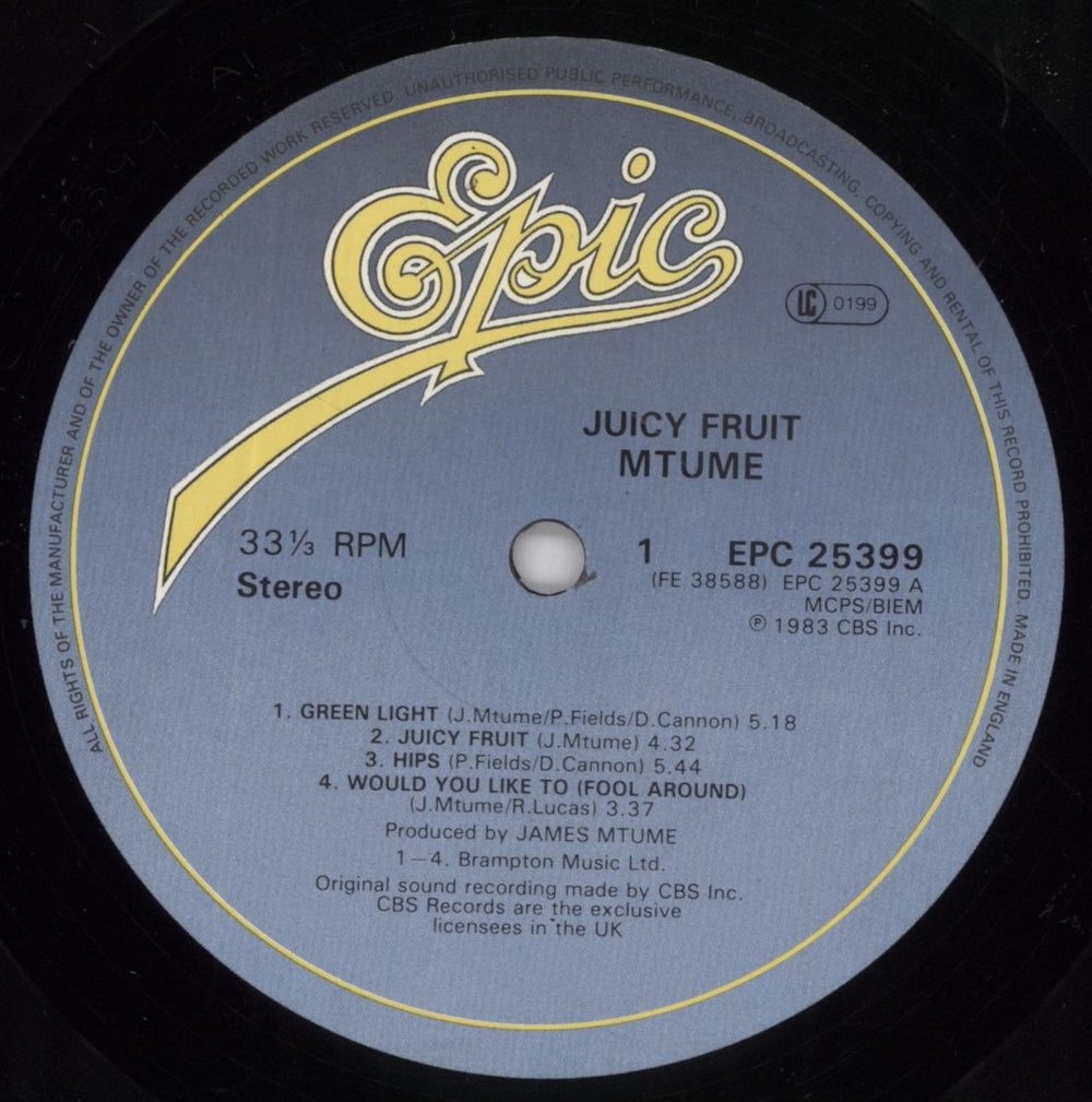 Mtume Juicy Fruit UK vinyl LP album (LP record) M4ZLPJU829075