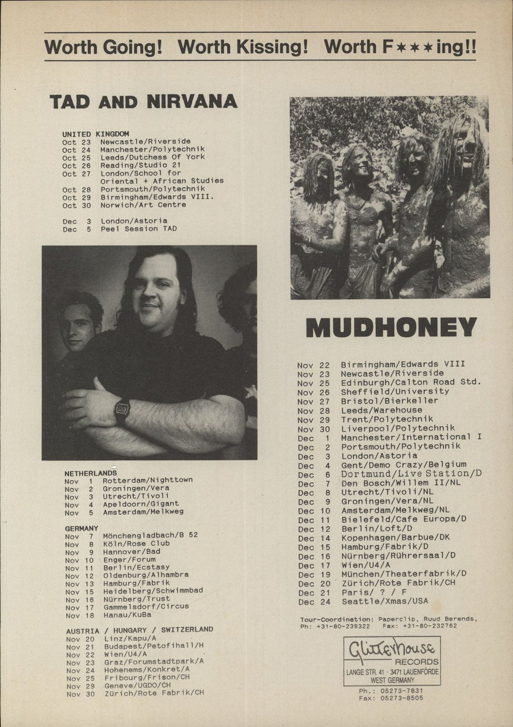 Mudhoney Mudhoney + Tour Dates Insert German vinyl LP album (LP record) 1989