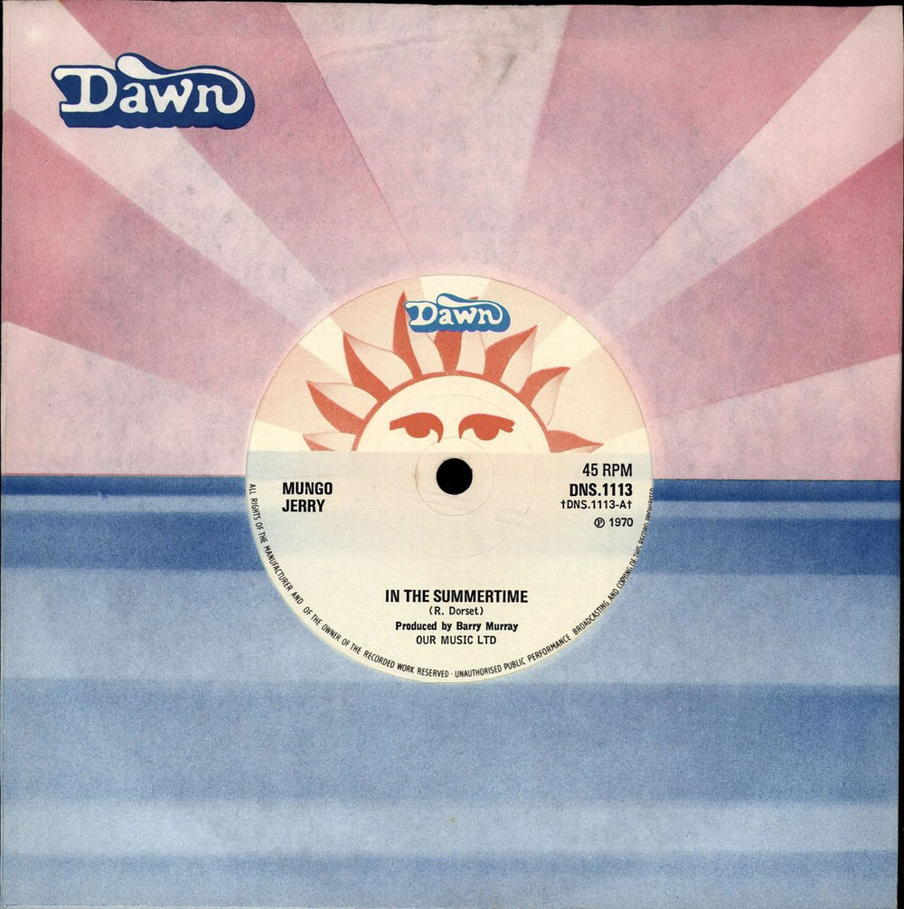 Mungo Jerry In The Summertime - Solid UK 7" vinyl single (7 inch record / 45) DNS.1113