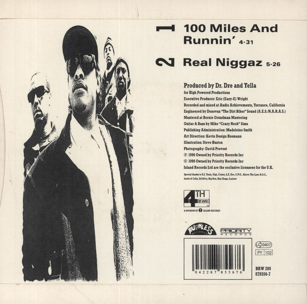 N.W.A. 100 Miles and Runnin' UK 7" vinyl single (7 inch record / 45) 042287855676