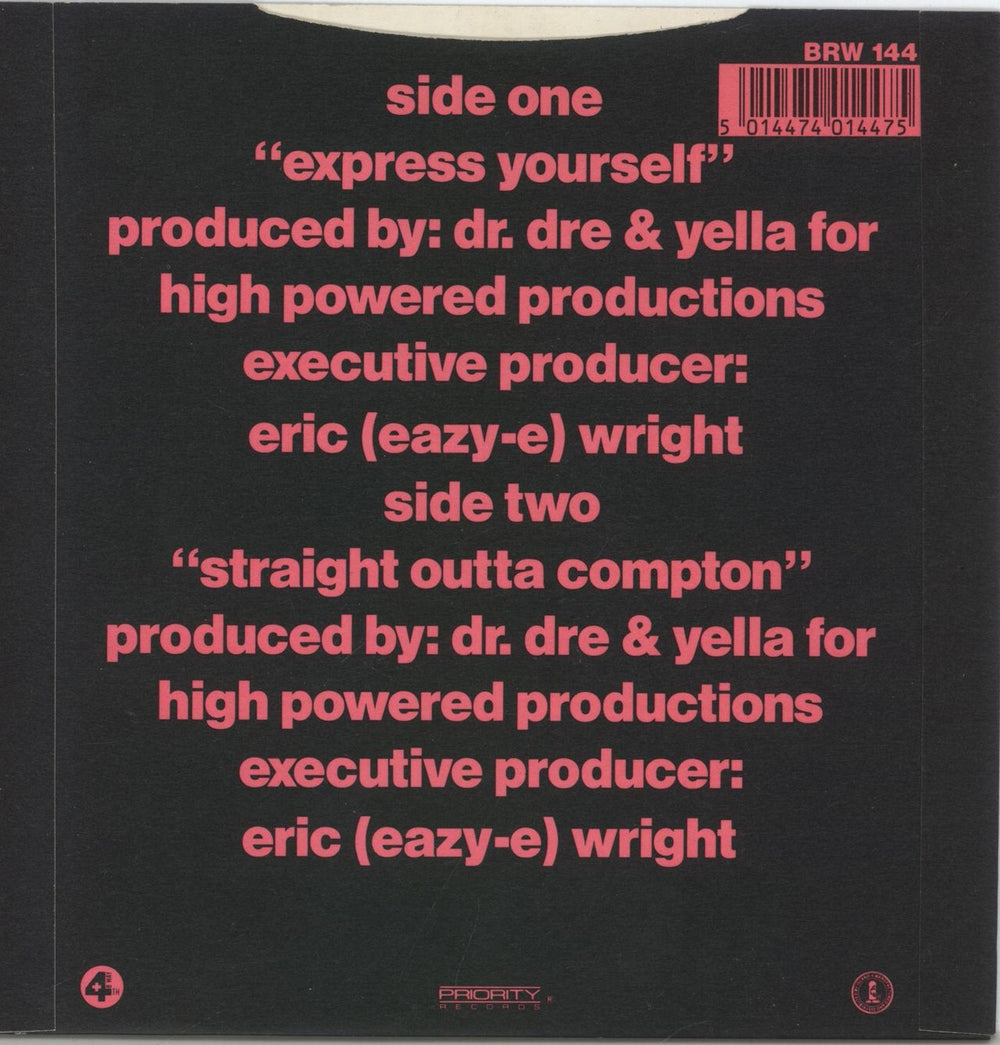 N.W.A. Express Yourself UK 7" vinyl single (7 inch record / 45) 5014474014475