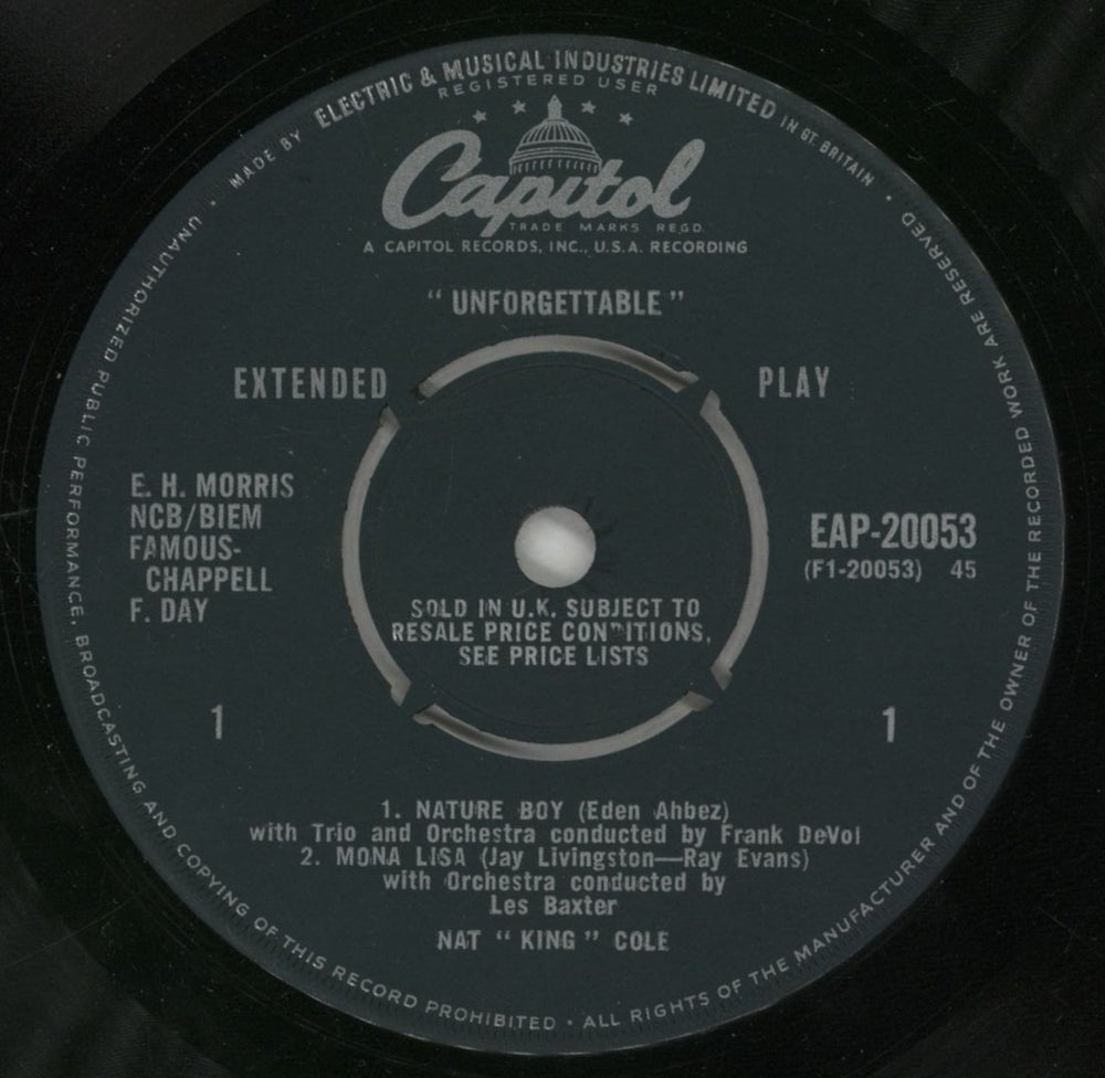 Nat King Cole Unforgettable EP UK 7" vinyl single (7 inch record / 45) NKC07UN569554