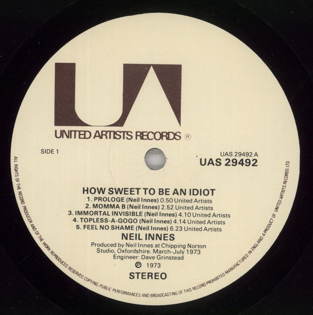 Neil Innes How Sweet To Be An Idiot UK vinyl LP album (LP record) INNLPHO515990
