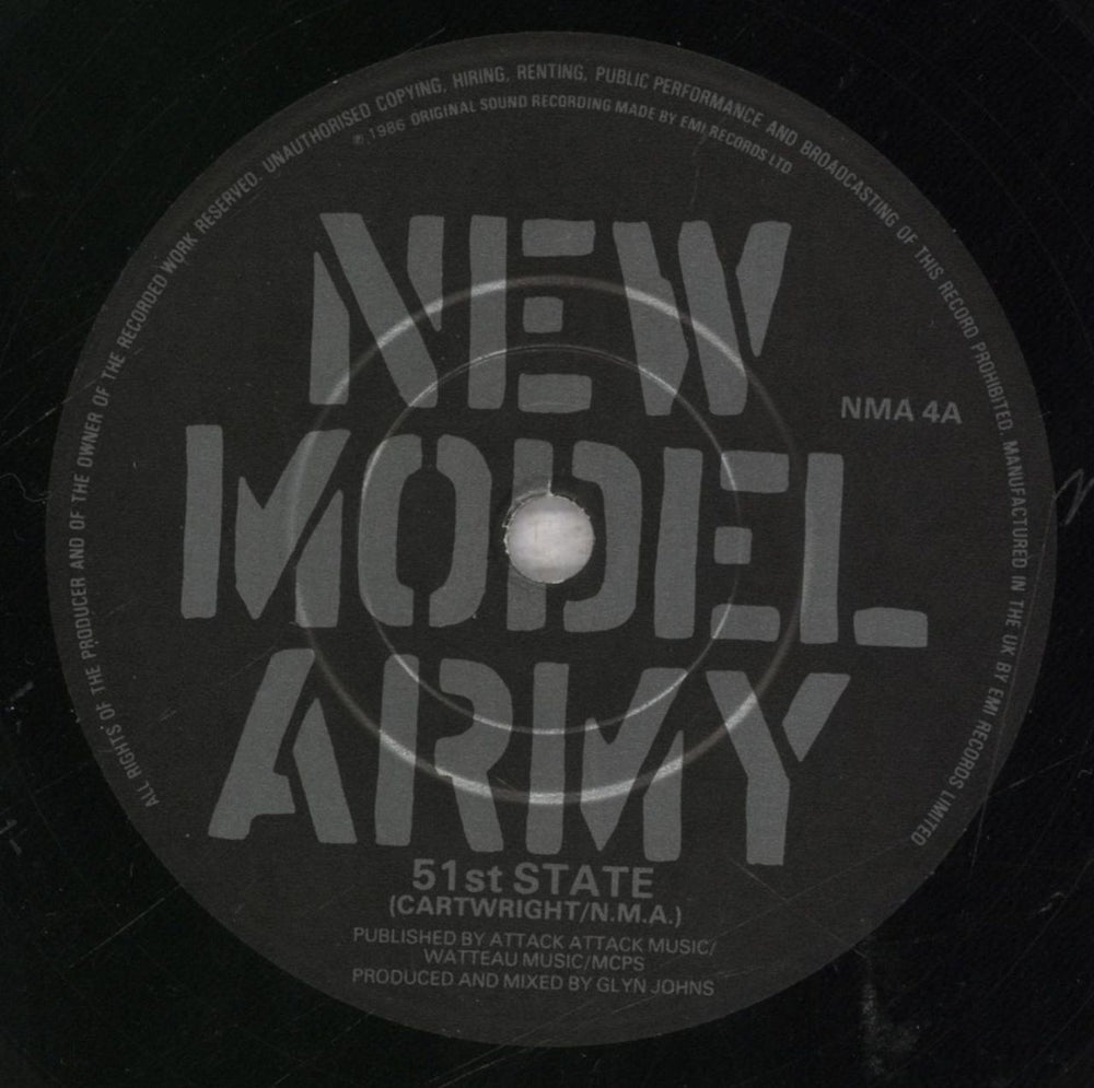 New Model Army 51st State UK 7" vinyl single (7 inch record / 45) NMA07ST89078
