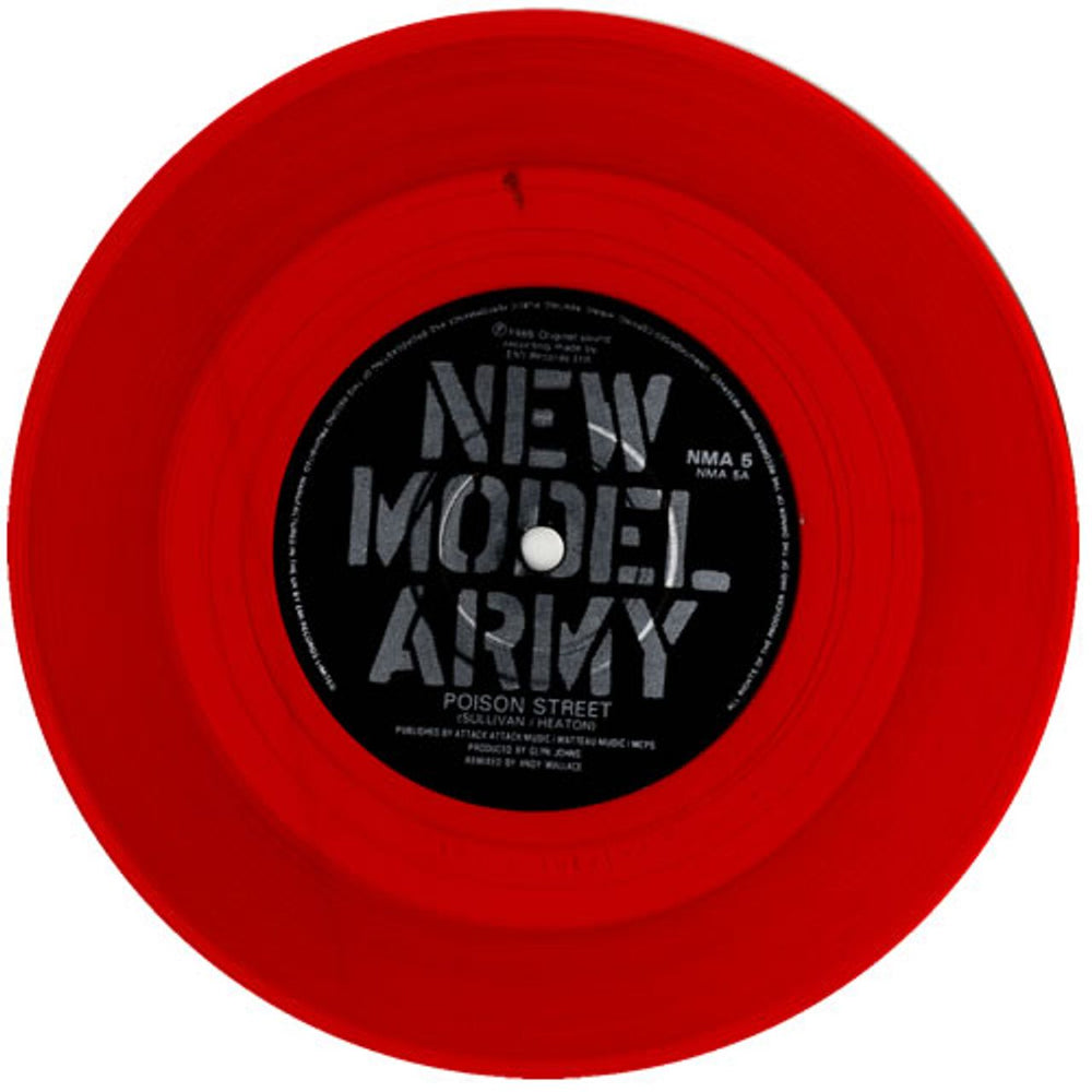 New Model Army Poison Street - Red vinyl UK 7" vinyl single (7 inch record / 45) NMA07PO574079