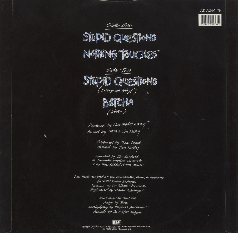 New Model Army Stupid Questions UK 12" vinyl single (12 inch record / Maxi-single) 5099920313661