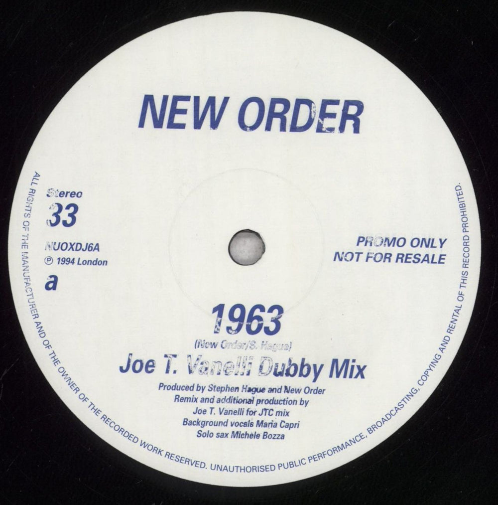 New Order 1986 [Nineteen Sixty Three] - Joe T. Vanelli Remixes UK Promo 12" vinyl single (12 inch record / Maxi-single) NEW12NI44121