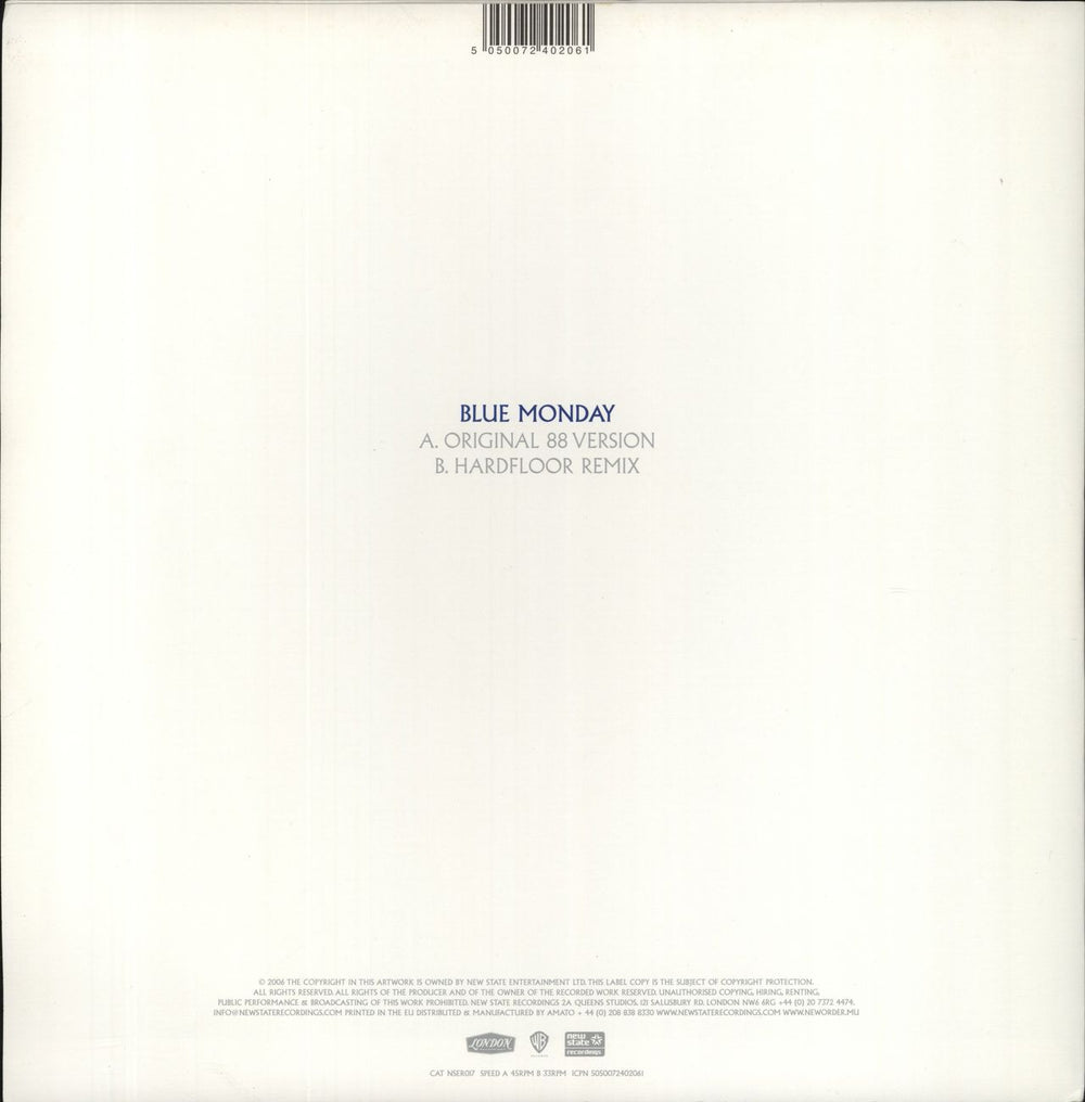 New Order Blue Monday UK 12" vinyl single (12 inch record / Maxi-single) 5050072402061