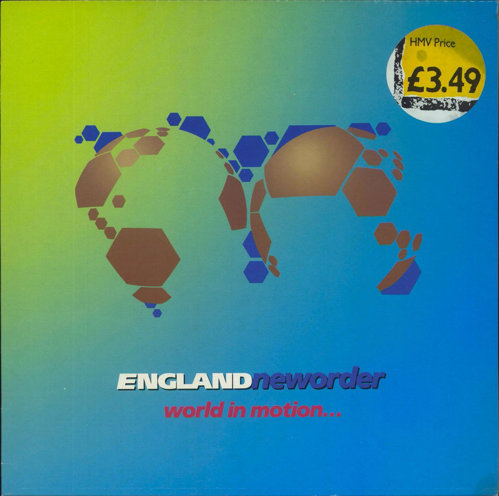 New Order World In Motion - Price stickered UK 12" vinyl single (12 inch record / Maxi-single) FAC293