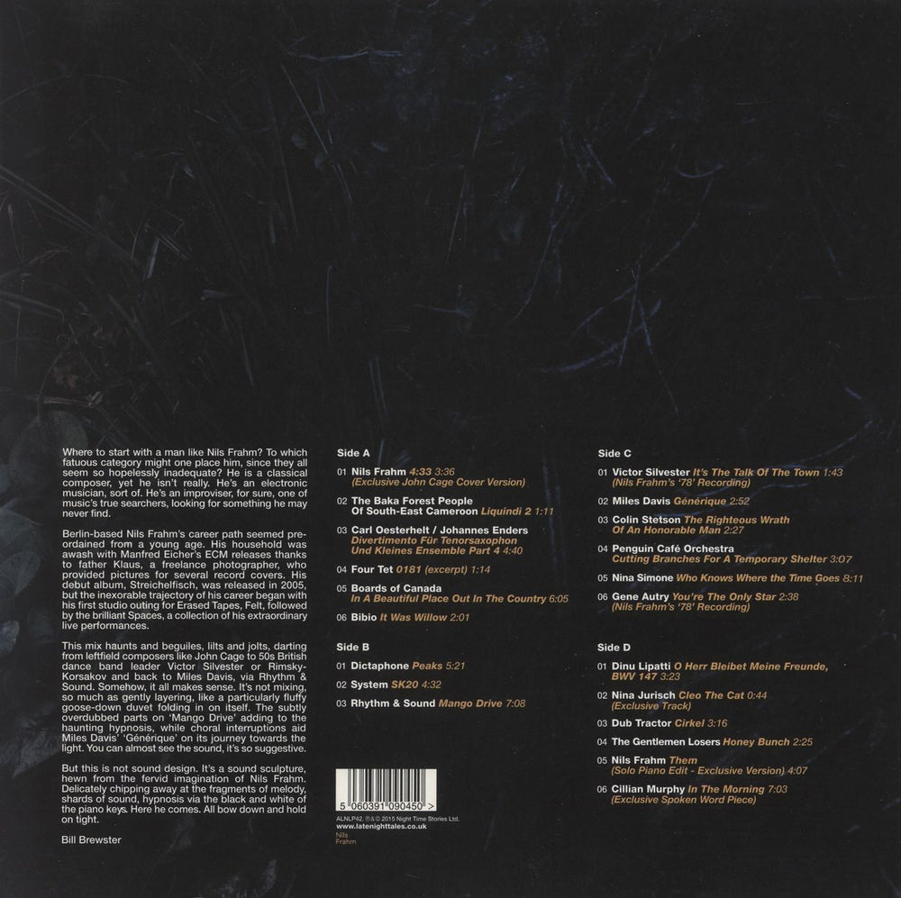 Nils Frahm Late Night Tales - 180 Gram + Art Print UK 2-LP vinyl record set (Double LP Album)