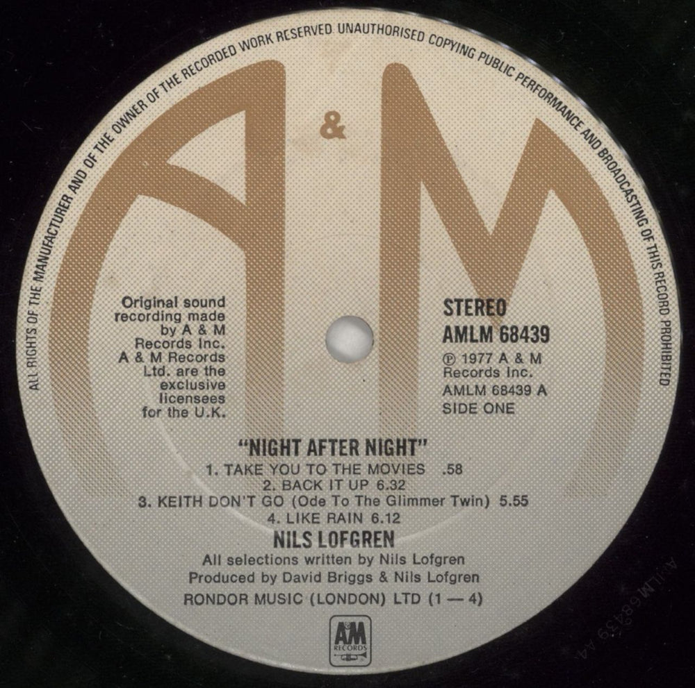 Nils Lofgren Night After Night - Price Info Sticker UK 2-LP vinyl record set (Double LP Album) NLS2LNI874520