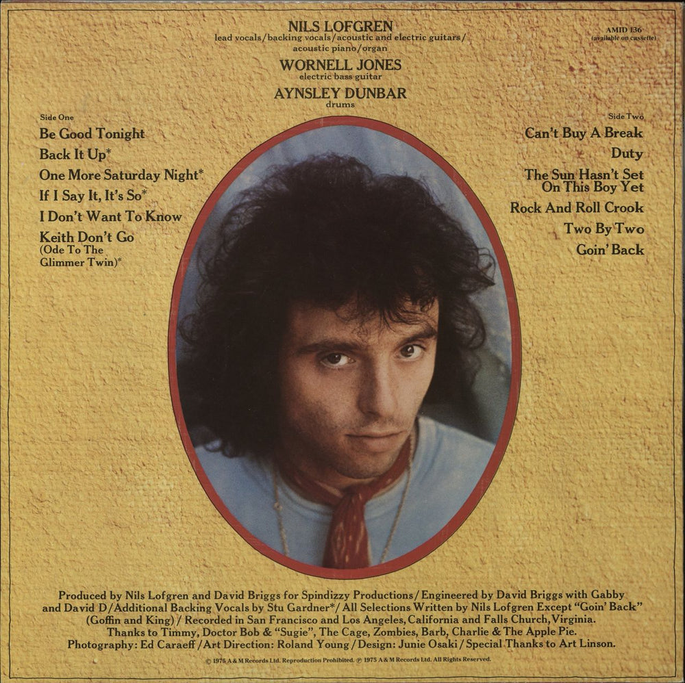 Nils Lofgren Nils Lofgren UK vinyl LP album (LP record)