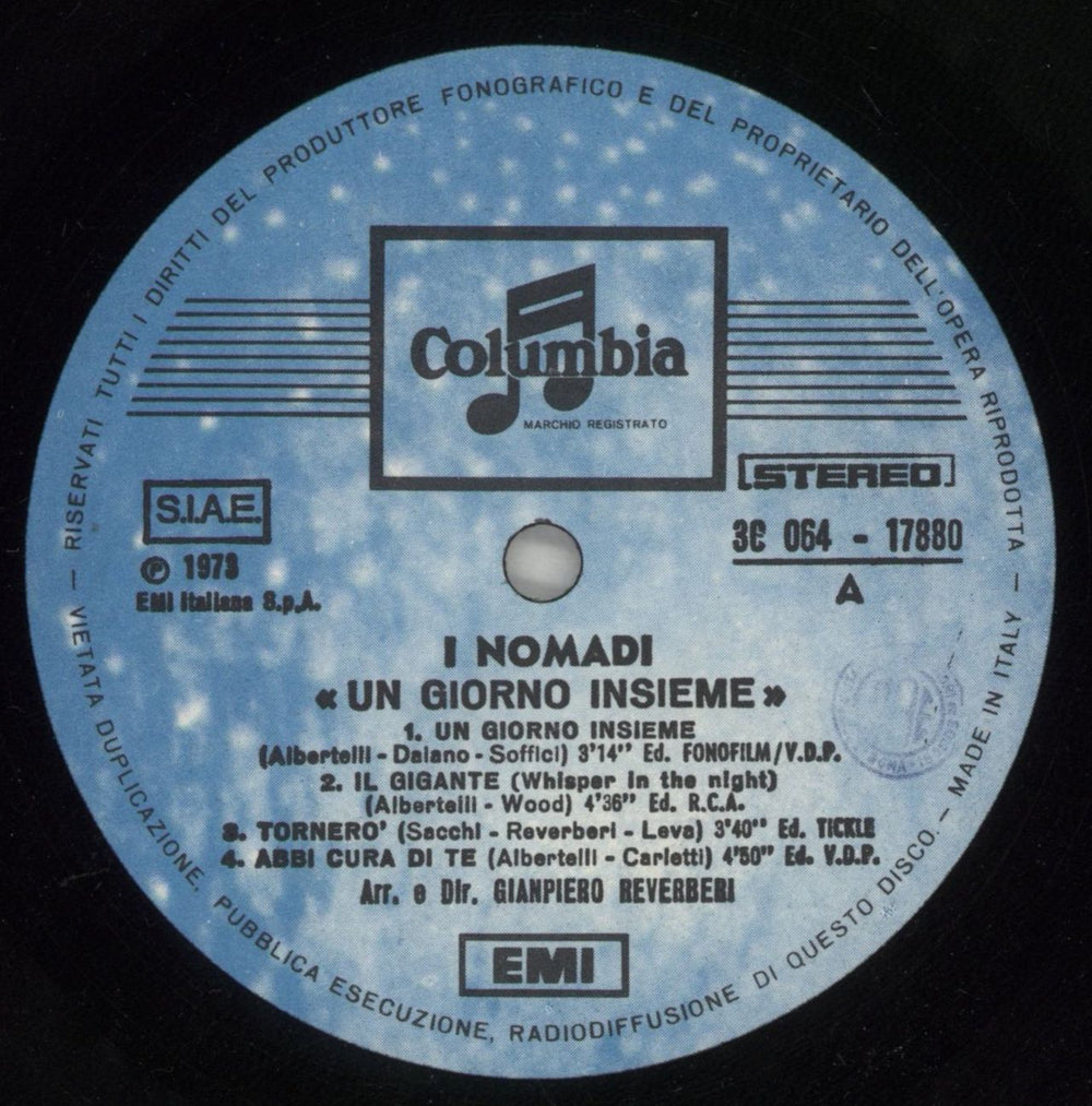 Nomadi Un Giorno Insieme Italian vinyl LP album (LP record) NO9LPUN879179