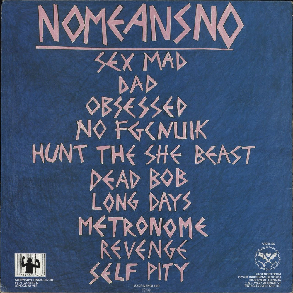 Nomeansno Sex Mad UK vinyl LP album (LP record)