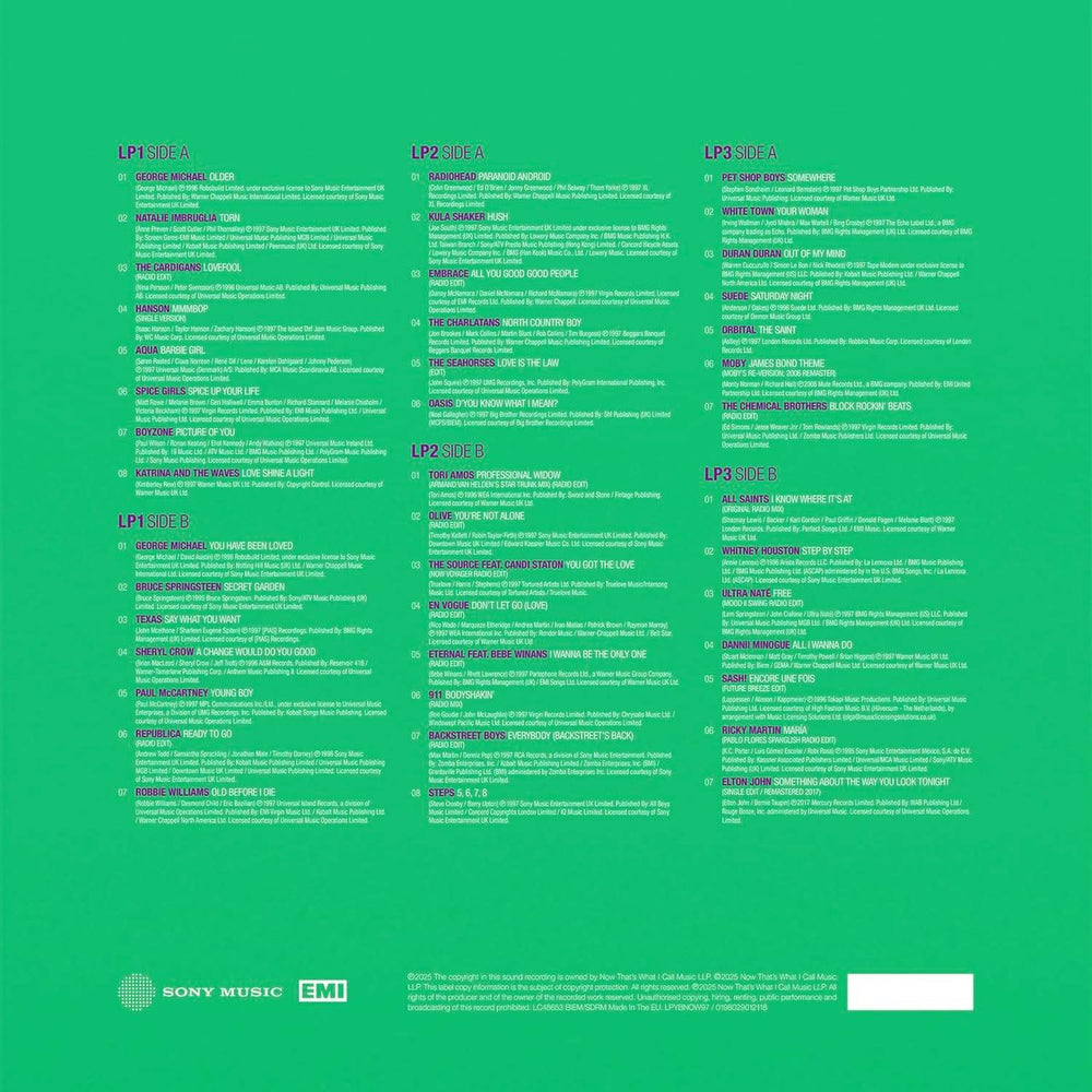 Now That's What I Call Music NOW Yearbook '97 - Green Vinyl - Sealed UK 3-LP vinyl record set (Triple LP Album) 198029012118