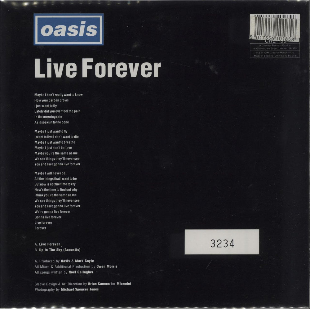 Oasis Live Forever - Numbered UK 7" vinyl single (7 inch record / 45) OAS07LI34309