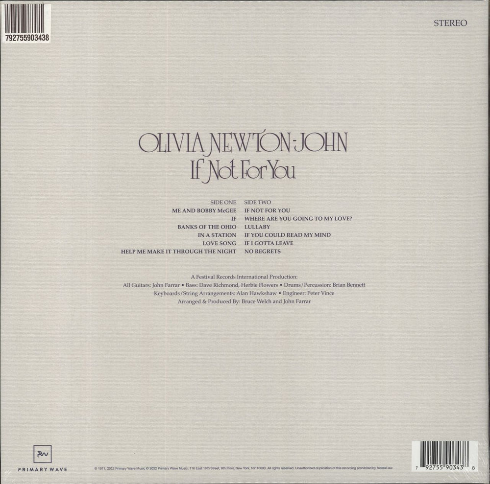Olivia Newton John If Not For You - 50th Anniversary Edtion US vinyl LP album (LP record) 792755903438