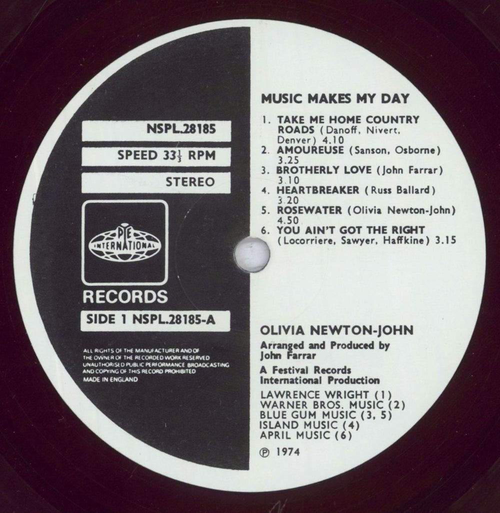 Olivia Newton John Music Makes My Day - Blue Vinyl UK vinyl LP album (LP record) ONJLPMU832201