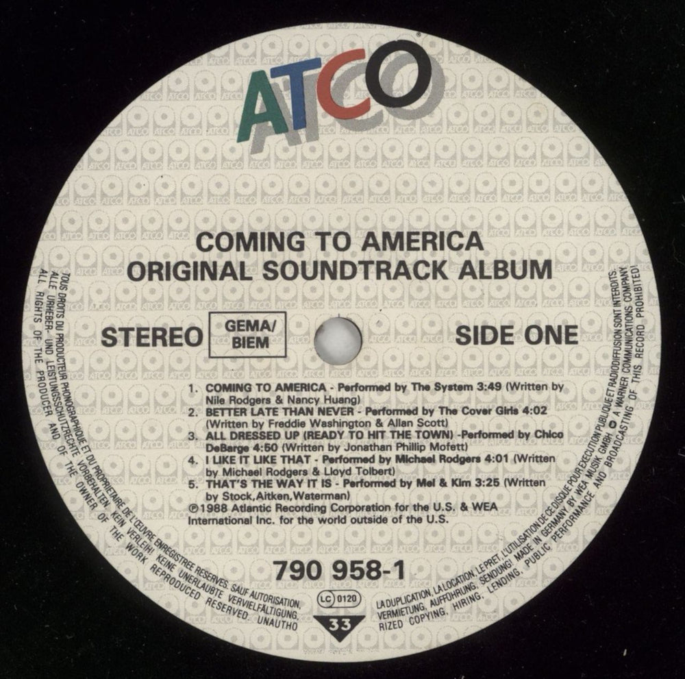 Original Soundtrack Coming To America US vinyl LP album (LP record) OSTLPCO586204