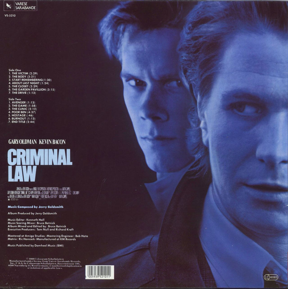 Original Soundtrack Criminal Law US vinyl LP album (LP record)