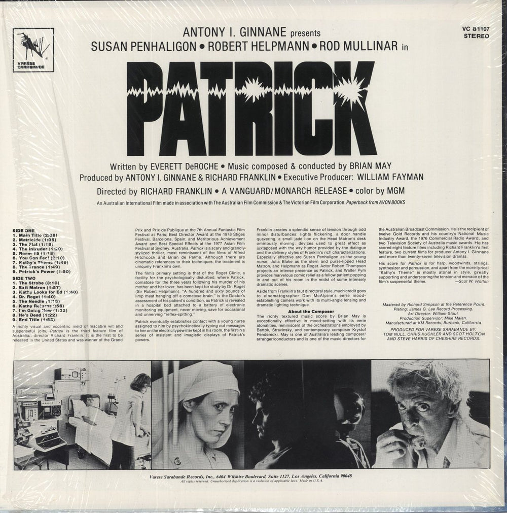 Original Soundtrack Patrick - Open Shrink US vinyl LP album (LP record)