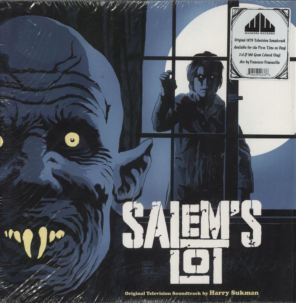 Original Soundtrack Salem's Lot - Blue, Yellow, and Black Swirl Vinyl - Shrink US 2-LP vinyl record set (Double LP Album) WW019