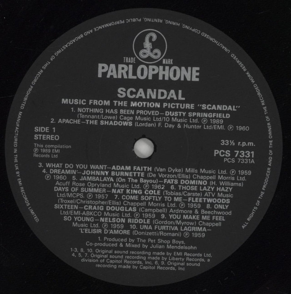 Original Soundtrack Scandal UK vinyl LP album (LP record) OSTLPSC391932