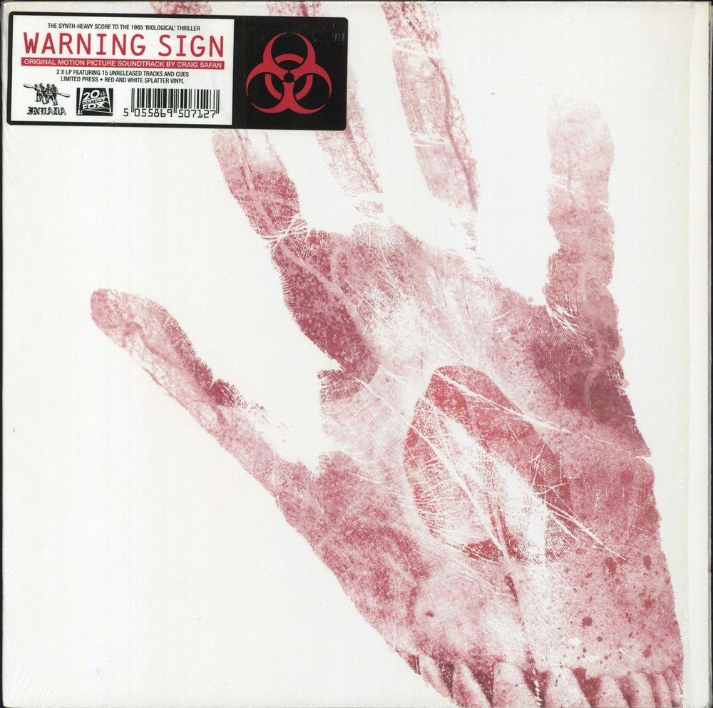 Original Soundtrack Warning Sign - Red and White Splatter Vinyl UK 2-LP vinyl record set (Double LP Album) INV13LP