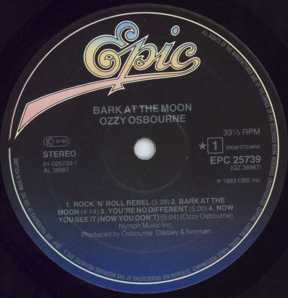 Ozzy Osbourne Bark At The Moon - 2nd UK vinyl LP album (LP record) OZZLPBA590630