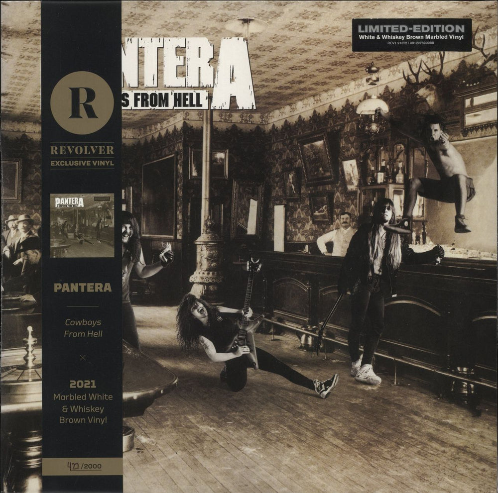 Pantera Cowboys From Hell - Revolver Magazine Edition - White & Whiskey Brown Marbled Vinyl US vinyl LP album (LP record) 081227890988