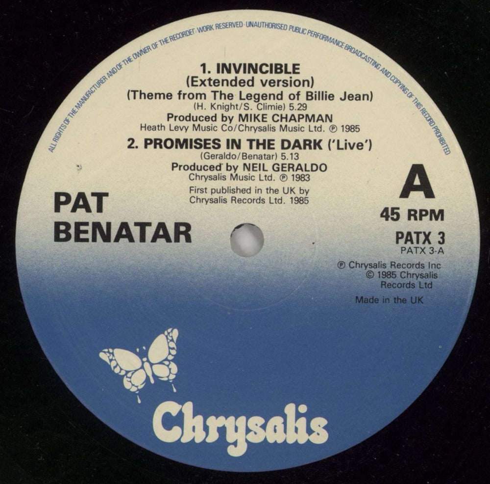 Pat Benatar Invincible (Extended Version) UK 12" vinyl single (12 inch record / Maxi-single) BEN12IN63706