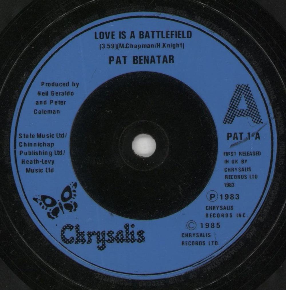 Pat Benatar Love Is A Battlefield UK 7" vinyl single (7 inch record / 45) BEN07LO850833