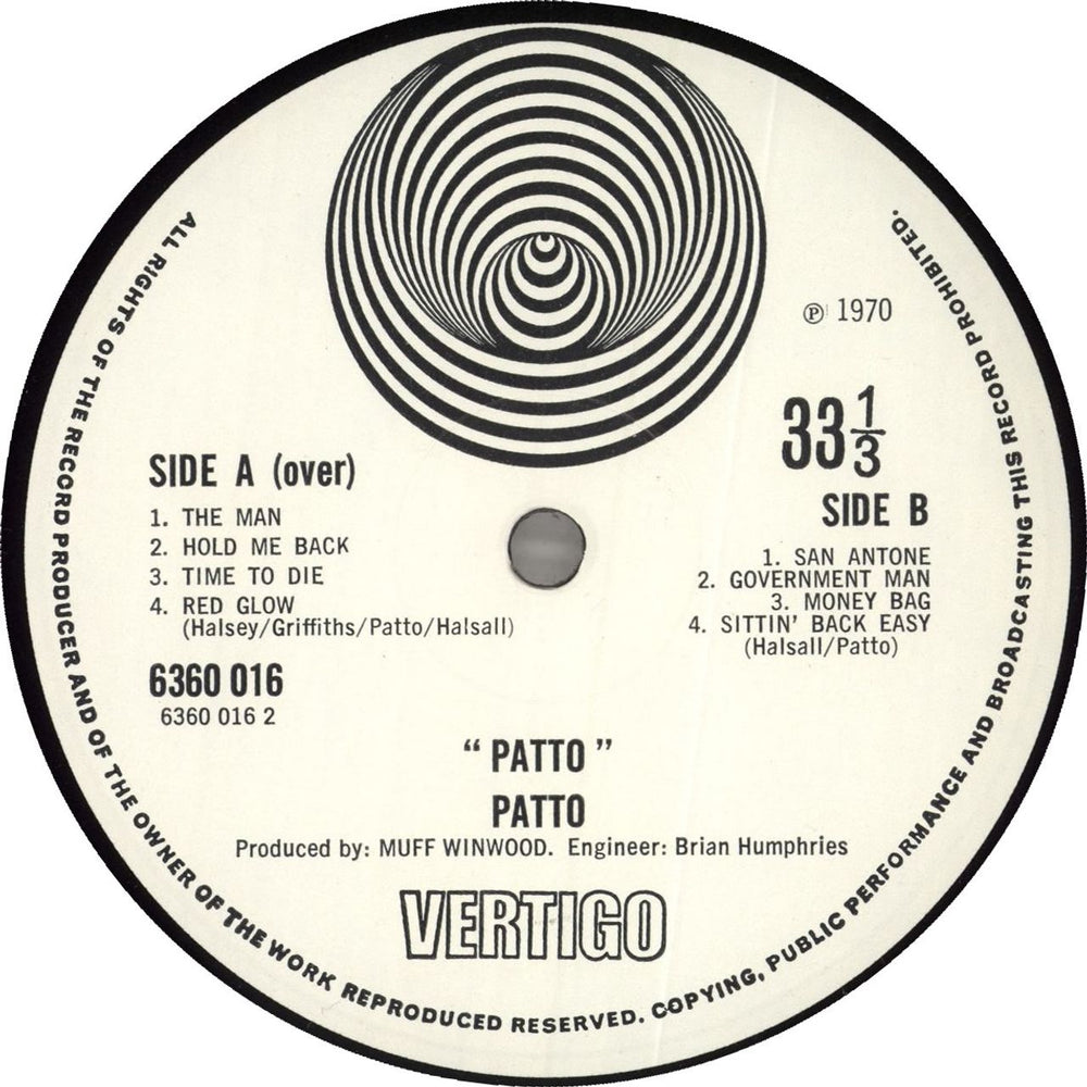 Patto Patto - VG UK vinyl LP album (LP record)