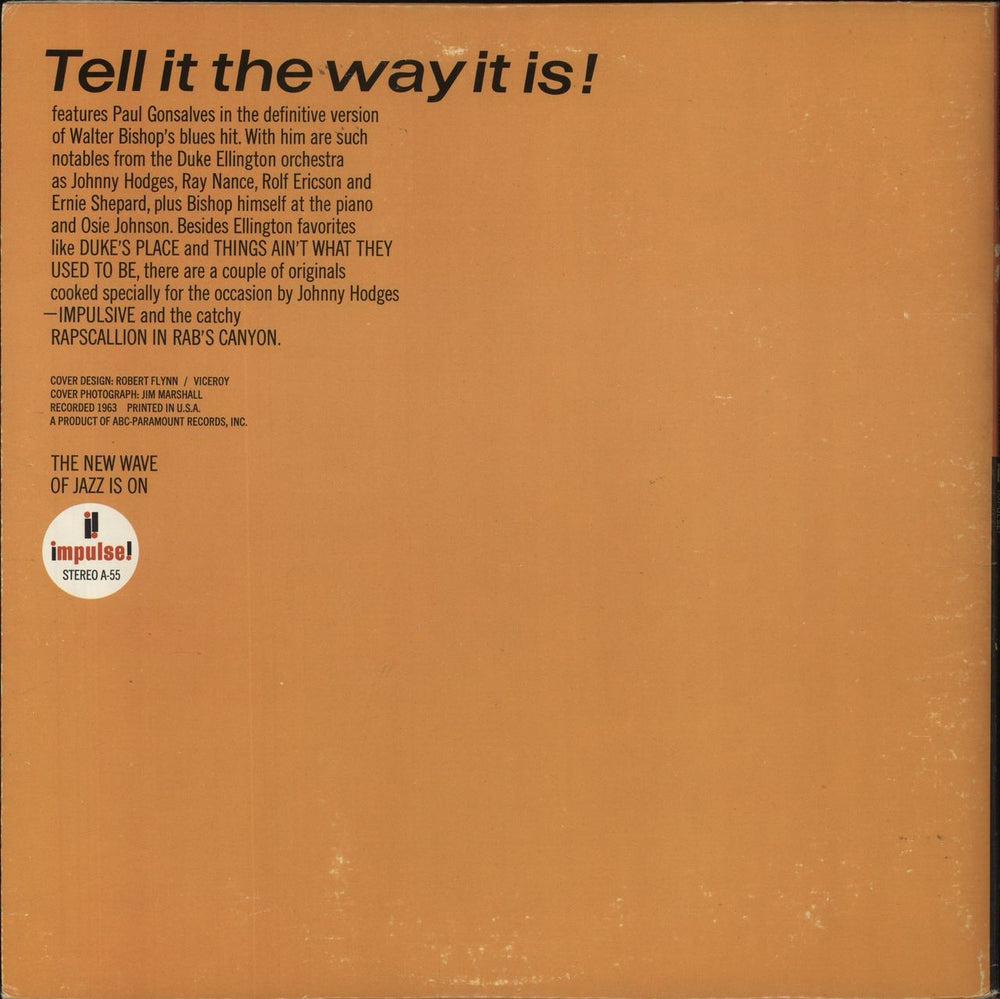 Paul Gonsalves Tell It The Way It Is! US vinyl LP album (LP record)