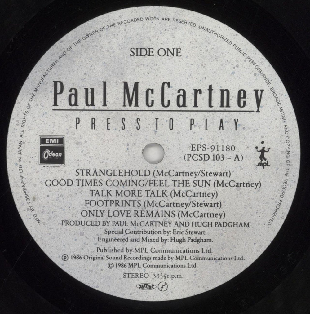 Paul McCartney and Wings Press To Play Japanese vinyl LP album (LP record) MCCLPPR122561