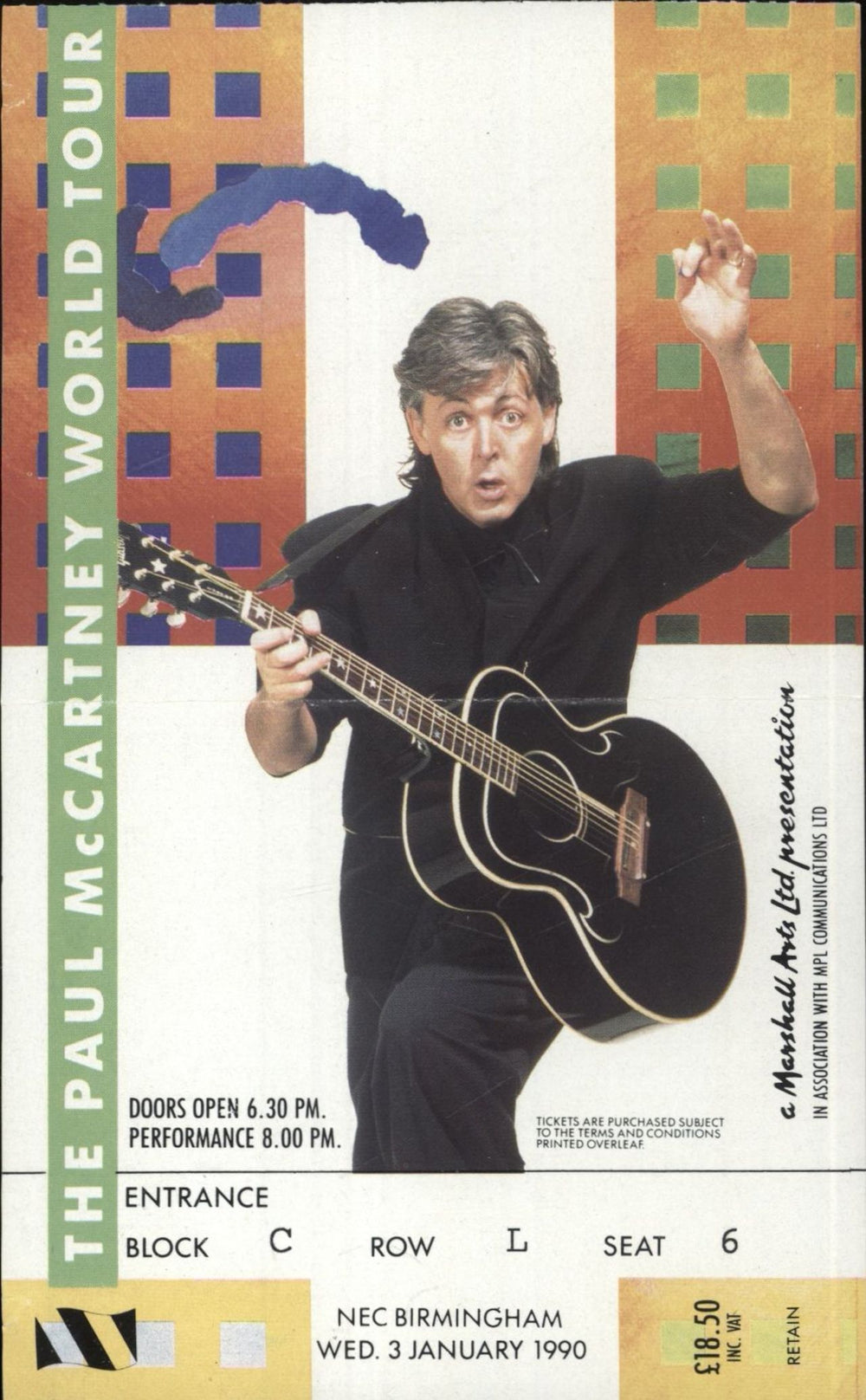 Paul McCartney and Wings The Paul McCartney World Tour 1989-90 + Stub UK tour programme MCCTRTH530246