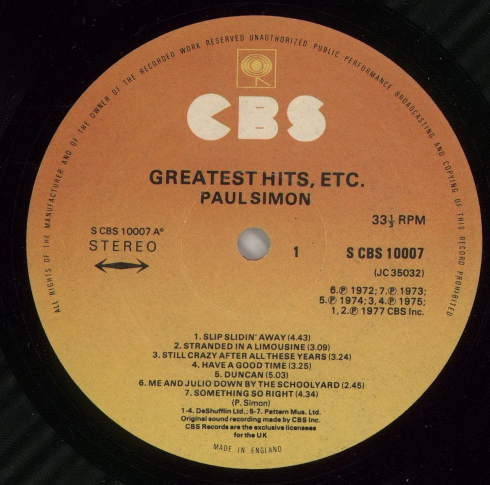 Paul Simon Greatest Hits, Etc. UK vinyl LP album (LP record) PSILPGR496658